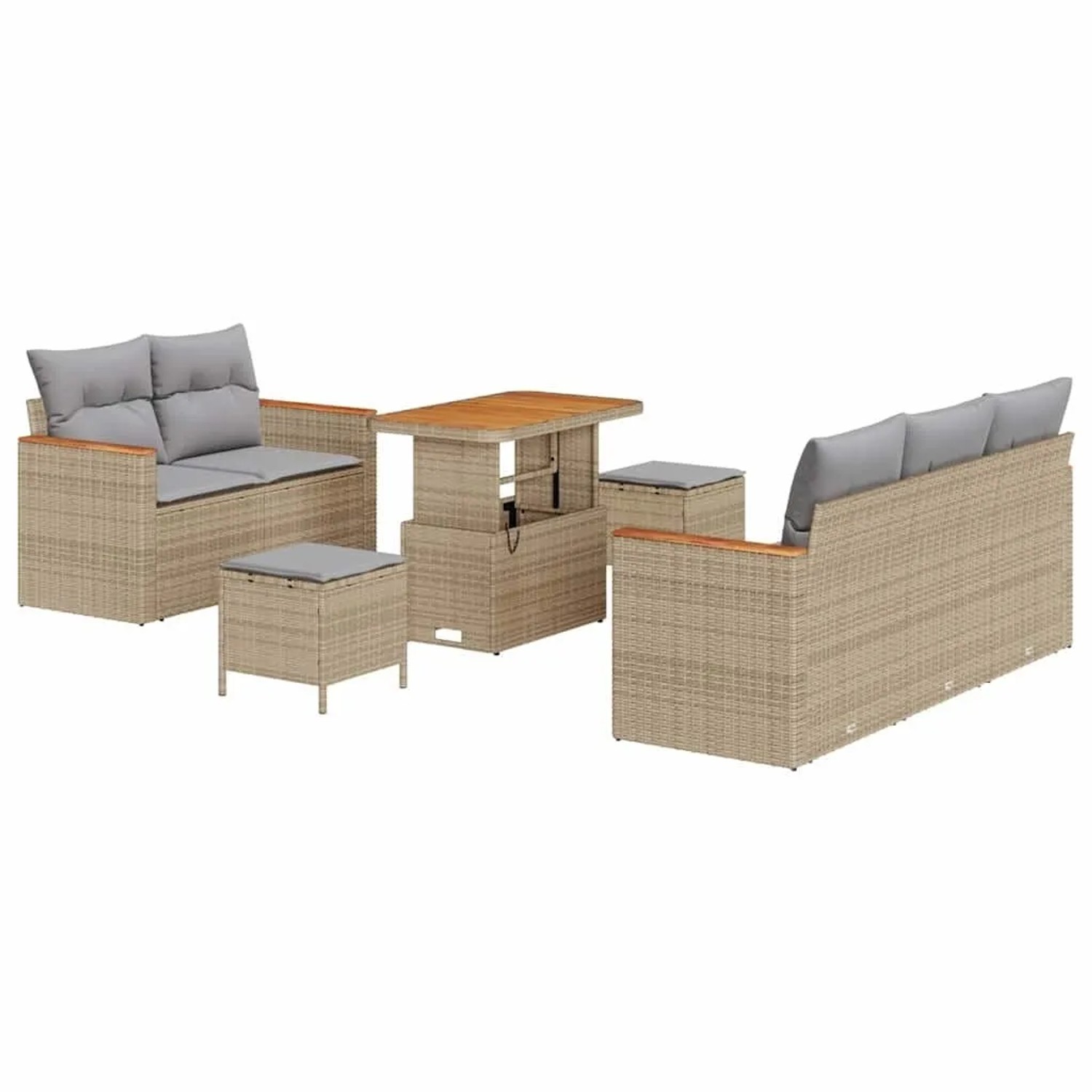 vidaXL Gartensofa-Set mit Kissen 10 Stk Beige und Hellgrau Poly-Rattan 3364 günstig online kaufen