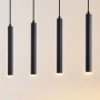 Moderne, schwarze LED-Hängeleuchte Kammeron mit 4 Strahlern für Wohnzimmer & Esszimmer.