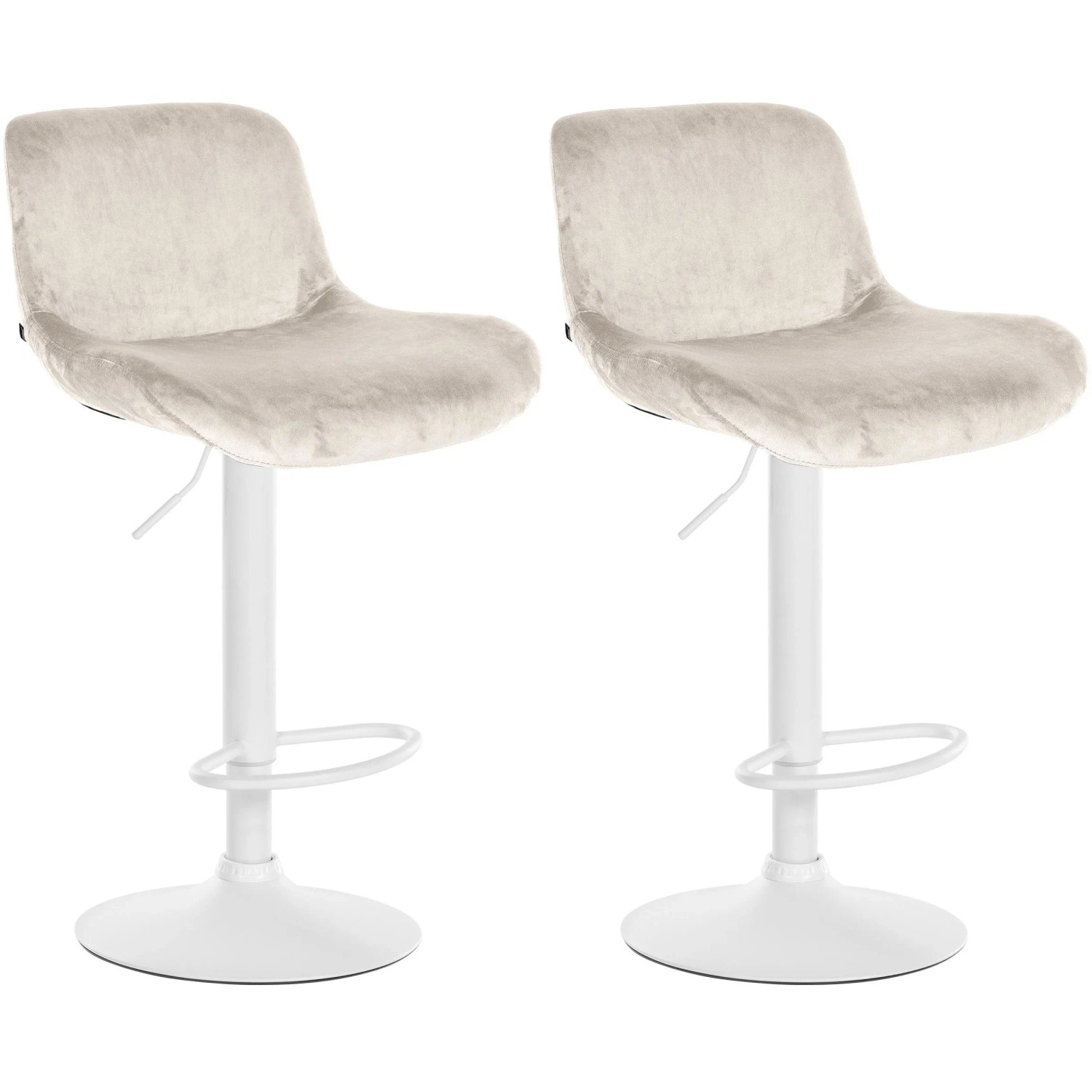 DELUKE 2er Set Barhocker PONOR Samt Creme 50x50x85cm Weiß Barstuhl Höhenverstellbar Mit Lehne Drehbar Tresenhocker Tresenstuhl