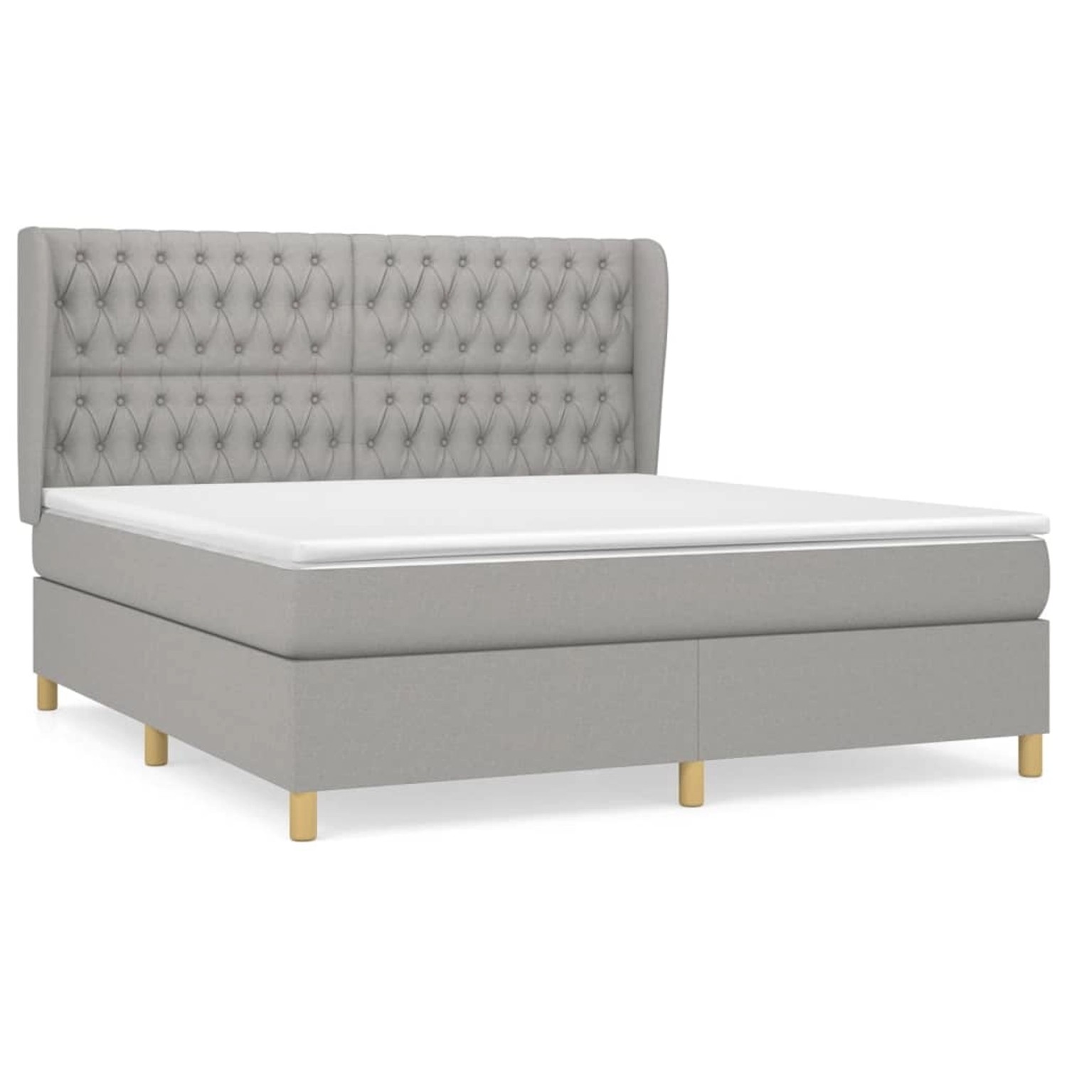 vidaXL Boxspringbett Boxspringbett mit Matratze Hellgrau 180x200 cm Stoff B günstig online kaufen