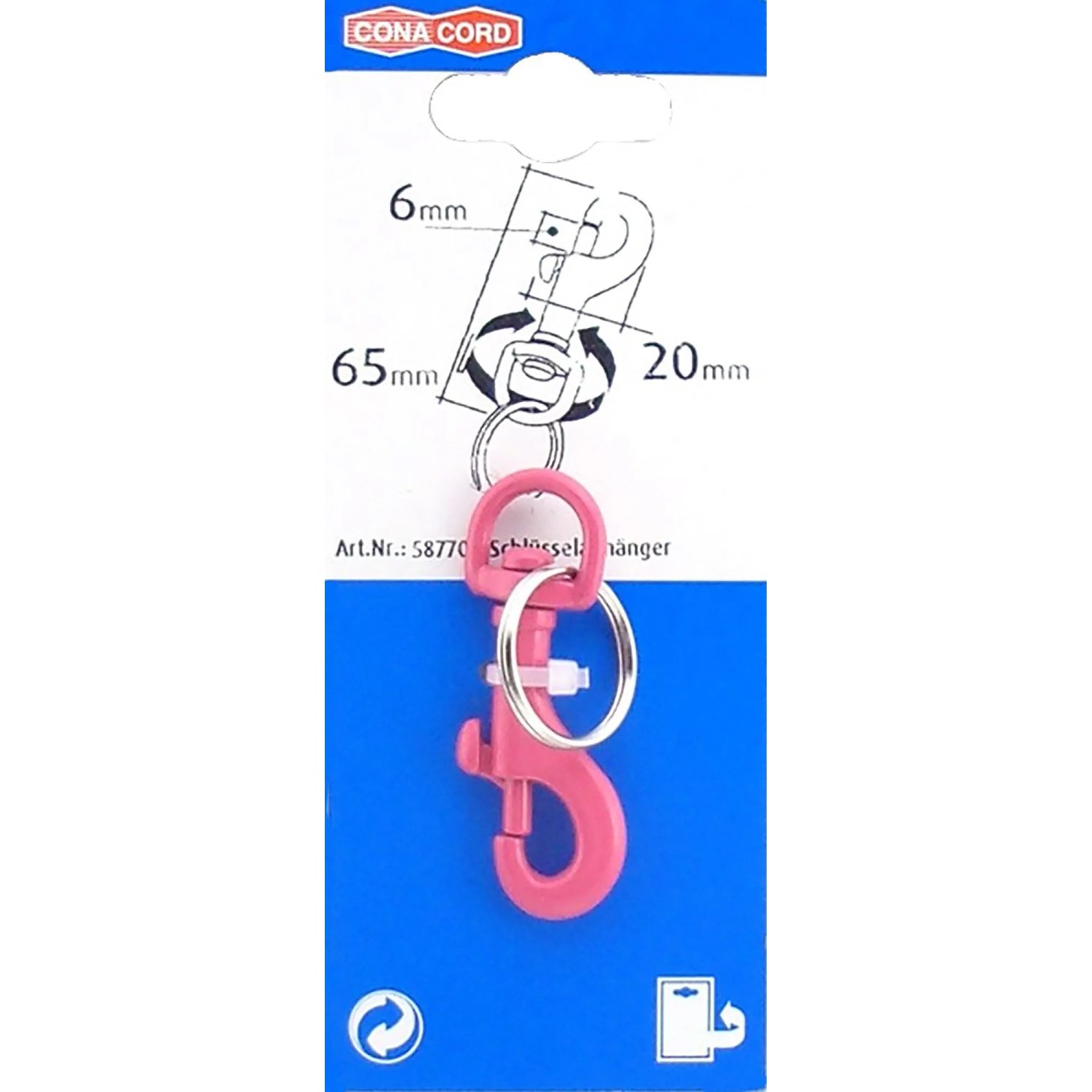Conacord Schlüsselanhänger Stahl Länge 65 mm Schwarz