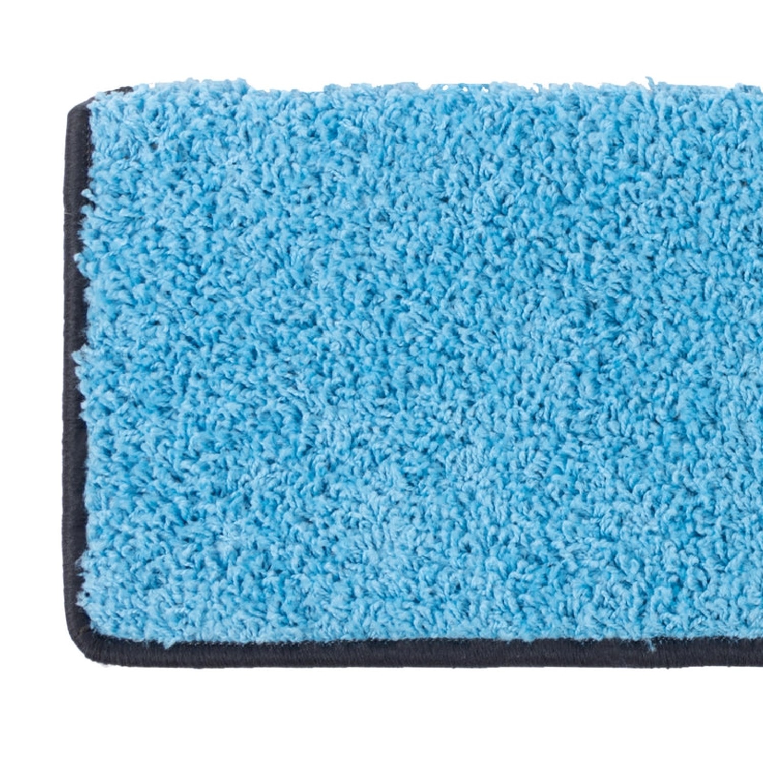 Hellblaue KARAT Shaggy Stufenmatte Barcelona, rechteckig, 23,5x65 cm. Flauschiger Treppenschutz.