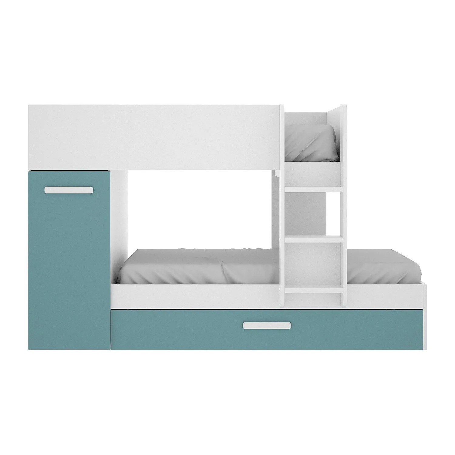 Vente-unique Etagenbett Anthony Türkisblau  Weiß 243 cm