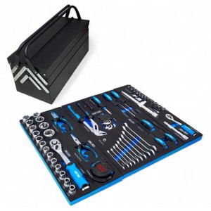 DeTec. Metall Werkzeugkiste 86 tlg In Schwarz Zum Aufklappen Werkzeugkasten Gefüllt Mit Werkzeug