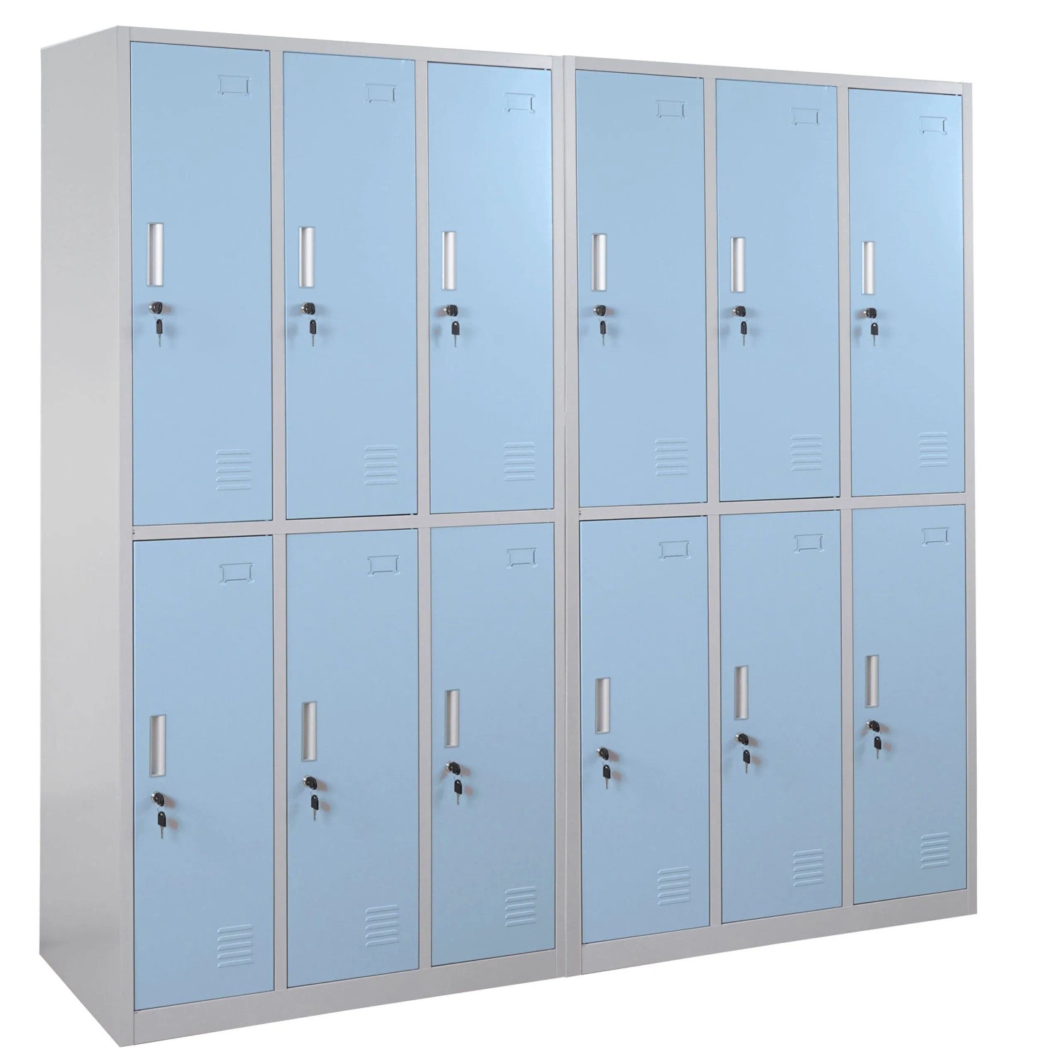 Proregal Schließfach Saturn HxBxT 180x180x50 cm Metall 12 Fächer Blau Schli günstig online kaufen