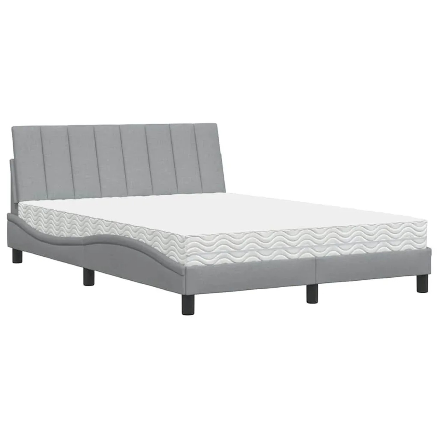 vidaXL Bett mit Matratze Hanko Hellgrau 140x190 cm Stoff 3310524