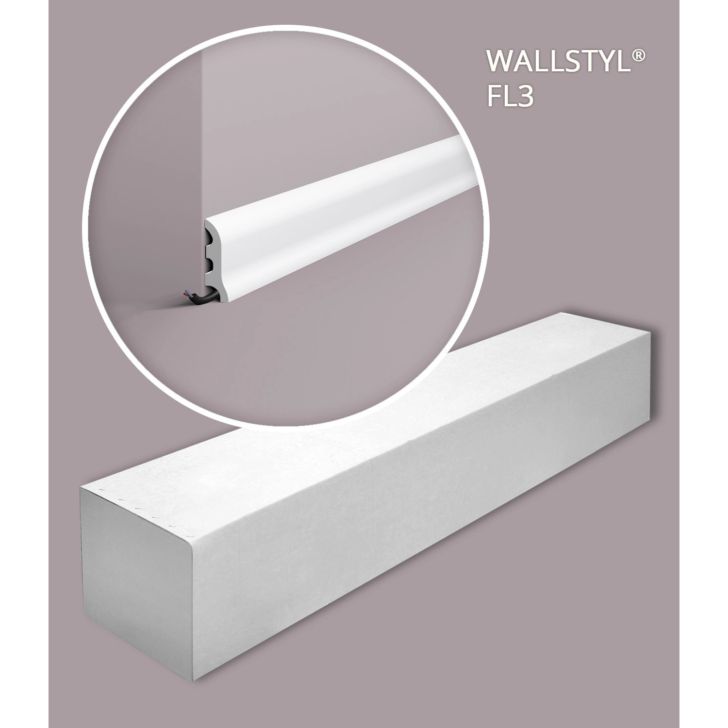 NOEL & MARQUET WALLSTYL FL3 Sockelleisten Set, 80m, weiße Eckleisten inklusive.