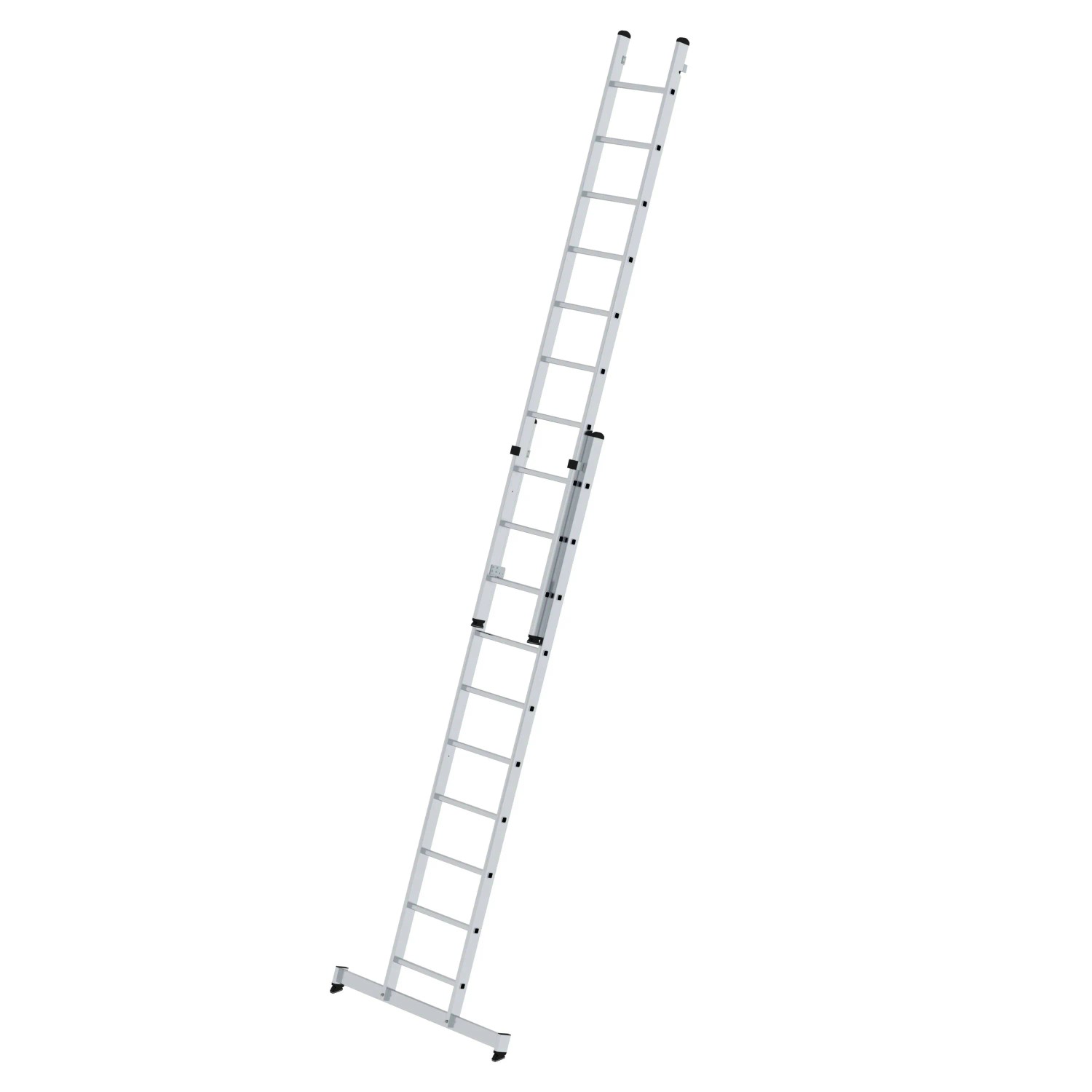 Zweiteilige PROREGAL Sprossen-Mehrzweckleiter aus Aluminium mit Traverse und 2 x 10 Sprossen.