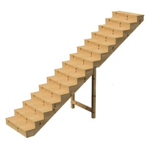 Vinuovo Außentreppe Holz, 15 Stufen, 80cm breit, mit Setzstufen.