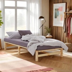 Homestyle4u Holzbett 100x200 cm mit Lattenrost im Schlafzimmer.