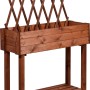 Rollbares, braunes Holz-Hochbeet mit Rankhilfe von Dobar, 130x79x28,5 cm.