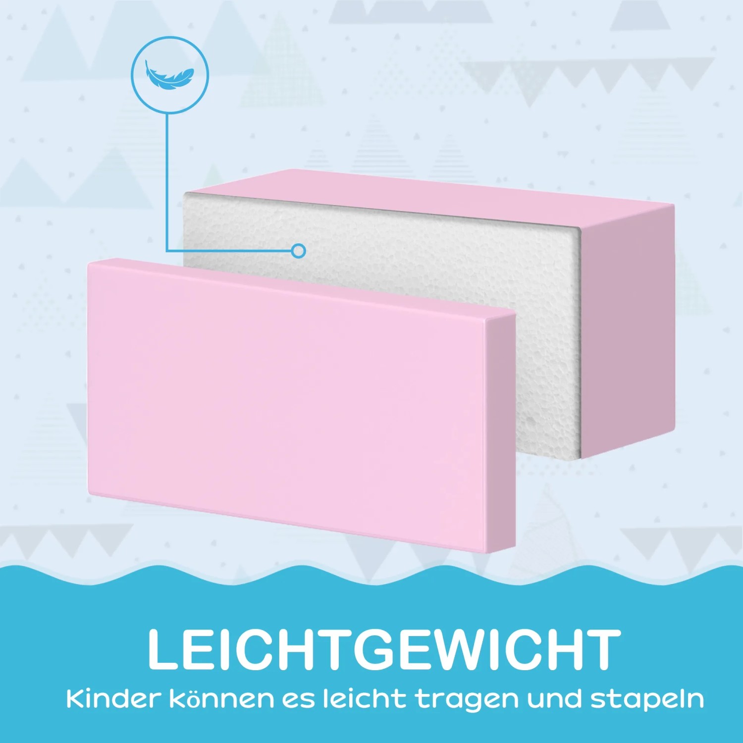 HOMCOM Softbausteine für Kinder, rosa, aus Schaumstoff. Ideal für Spieltürme und zum Bauen.
