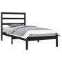 Schwarzes Massivholzbett 100x200 cm mit Lattenrost und Kopfteil. Kiefer Bett für Schlafzimmer.