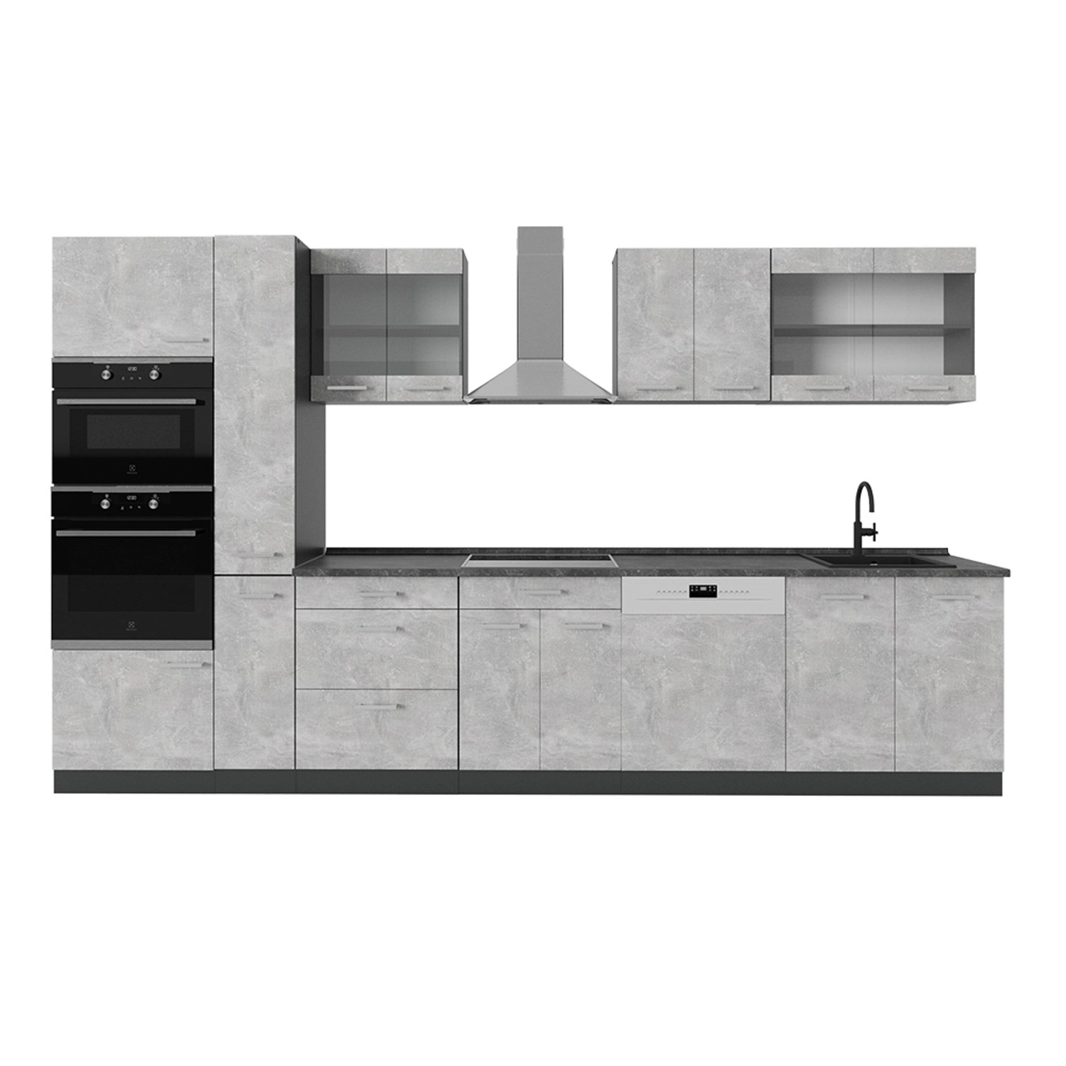 Vicco R-Line Küchenzeile Beton/Anthrazit 350 cm AP Anthrazit günstig online kaufen