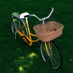 vidaXL Fahrradkorb Vorne mit Deckel 50x45x35 cm Natur Weide 170902