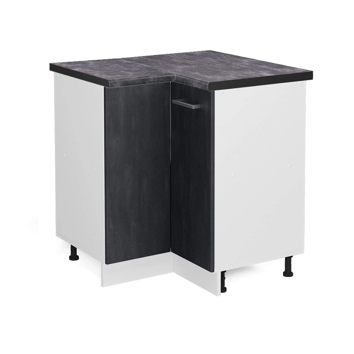 Vicco Eckunterschrank R-Line Küchen Eckschrank Schwarz Beton/Weiß 76 cm AP Anthrazit