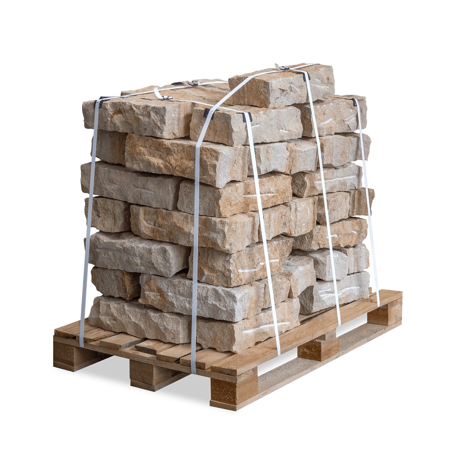 Palette Galamio Sandstein Randsteine, 40x20x10 cm, gespalten, ca. 940 kg.