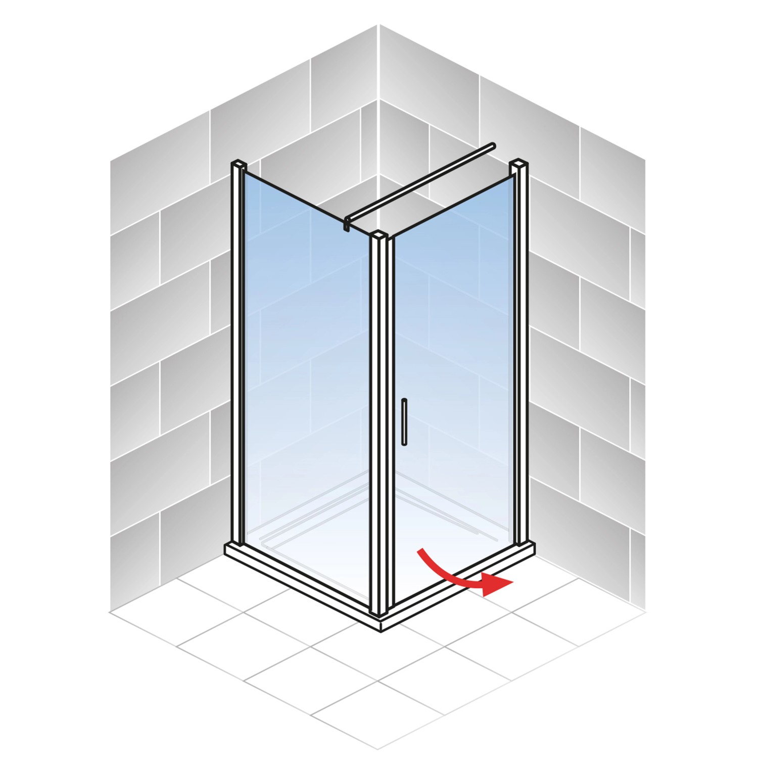 Schulte Sunny Drehtür mit Seitenwand, 80x90x180 cm, weiße Profile, transparente Duschwand.