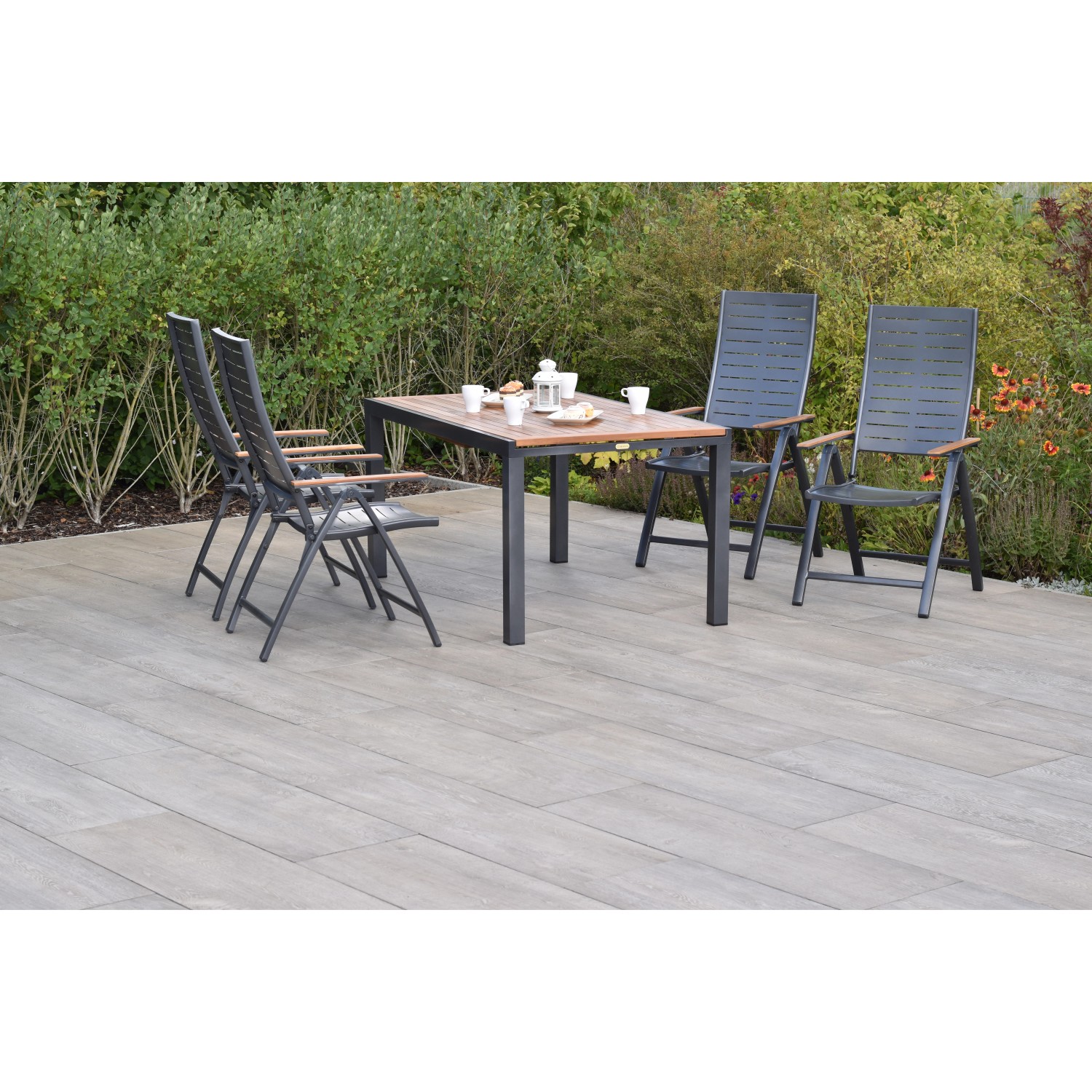 Merxx Tinos Set 5-tlg. 4 Klappsessel Gartentisch Ausziehbar günstig online kaufen