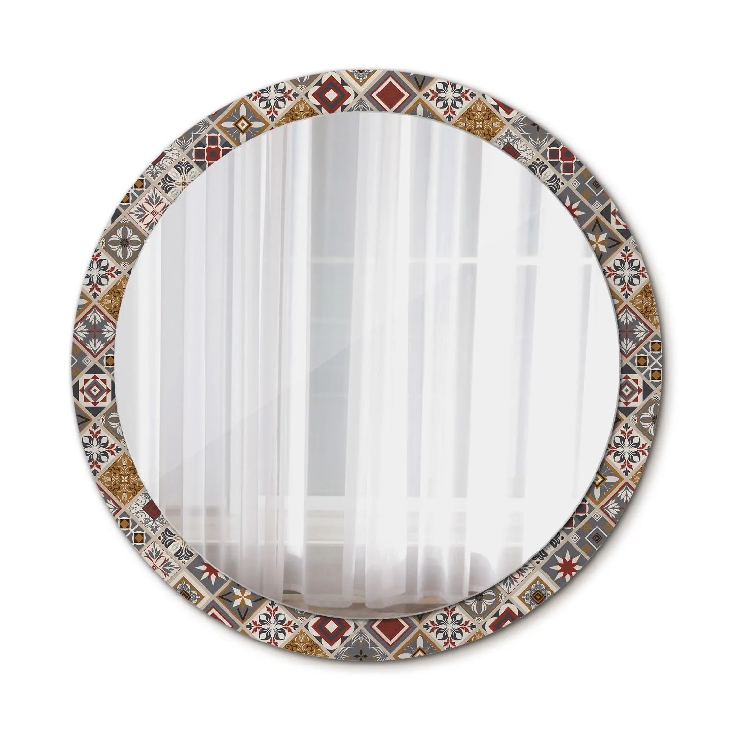 Tulup Bedruckte Spiegel Türkisches Muster 100x100 cm Runder Spiegel mit Dek günstig online kaufen