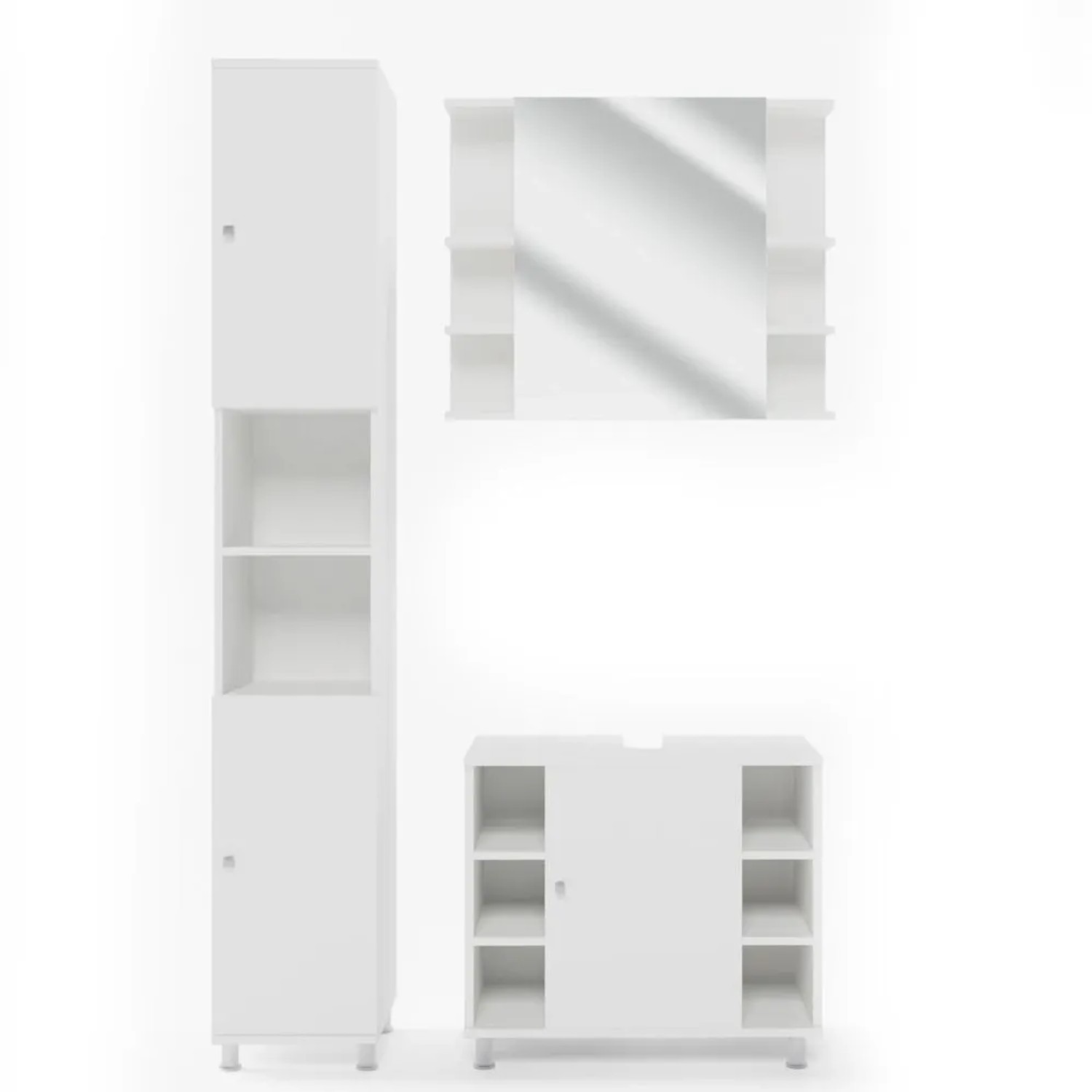 Vicco Badmöbel-Set Fynn Weiß 60 x 54 3-teilig