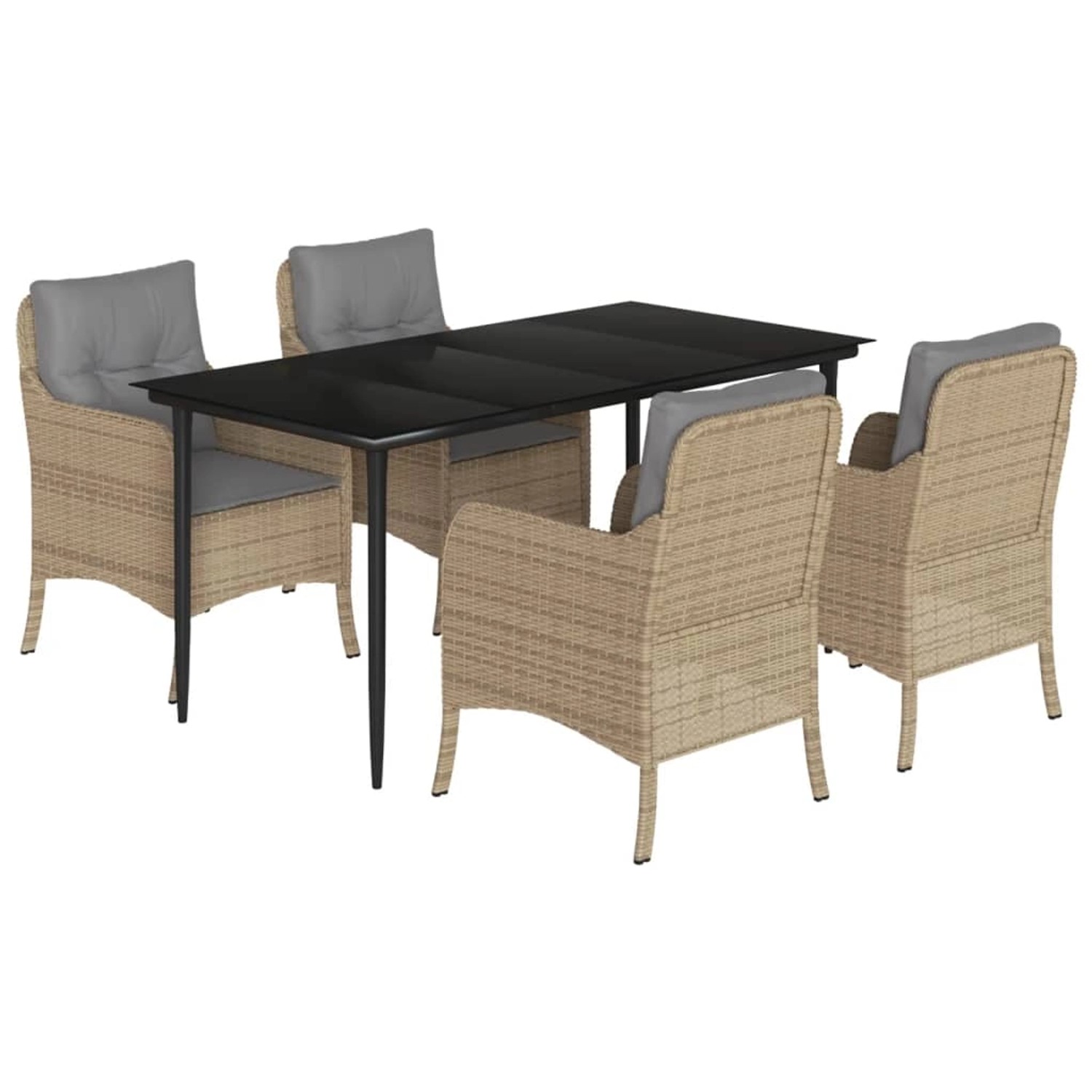 vidaXL 5-Tlg Garten-Essgruppe mit Kissen Beige Poly Rattan 3211979 günstig online kaufen