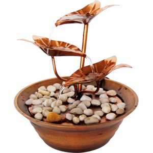 Dobar Design Zimmerbrunnen aus Metall/Kunststoff mit Deko-Steinen in Braun.