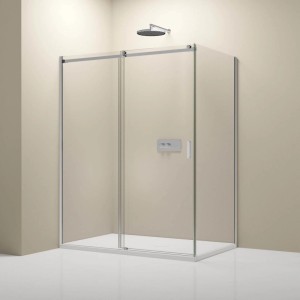 Bernstein Eckdusche mit Schiebetür NT806 FLEX Klarglas Chrom 6mm 100cm Seitenwand 100cm Seitenwand 100cm Schiebetür