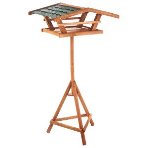Kobolo Vogelhaus mit Ständer, Holz, 65x53x126 cm. Futterhaus für Wildvögel im Garten.