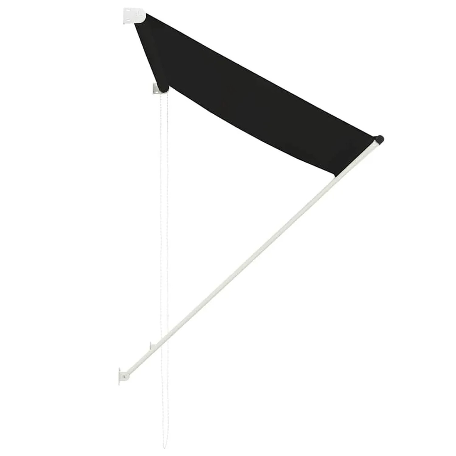 Anthrazitfarbene, einziehbare Markise 100x150 cm mit Stahlrahmen und Polyestertuch.