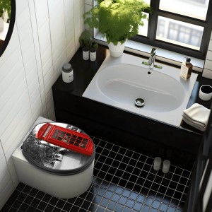 Anthrazit WC-Sitz mit Absenkautomatik und London Telefonzellen Motiv von Banjado.