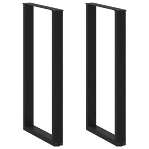 Zwei schwarze U-förmige vidaXL Bartischbeine aus Stahl, 60x110 cm, für Stehtische.