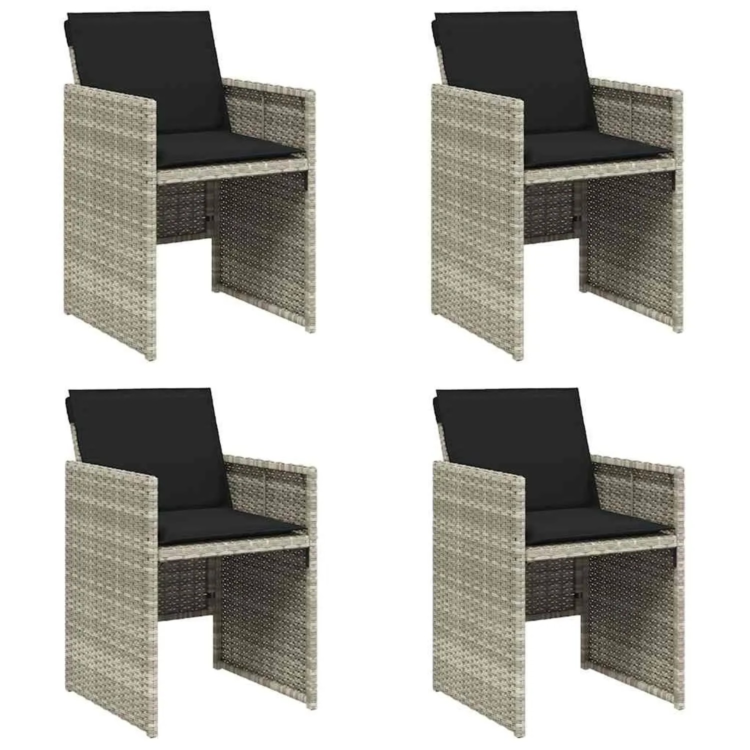 Furnicato Gartenstuhl Hellgrau Pe Rattan 50 5 X 54 X 79 Cm Mit Kissen Anthrazit