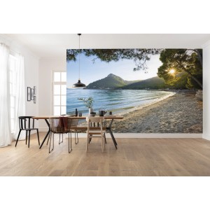 Vlies Fototapete Lonely Paradise mit Strandmotiv im Esszimmer, 450x280 cm.