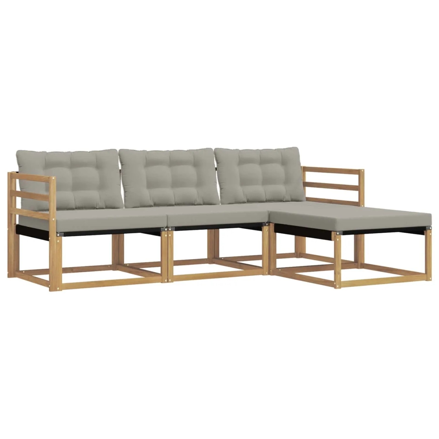 vidaXL Outdoor-Sofagarnitur mit Kissen 4 Stk Weiß und Hellgrau 3388553