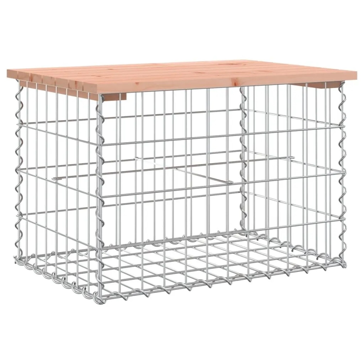 DELUKE Gartenbank Gabionen BIKS Aus Stahl 63x44x42cm Massivholz Douglasie Gabionenbank Gabionengitter Ziergabione