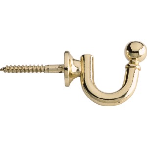Glänzender Messing Wandhaken 584 mit Schraube zur einfachen Montage.