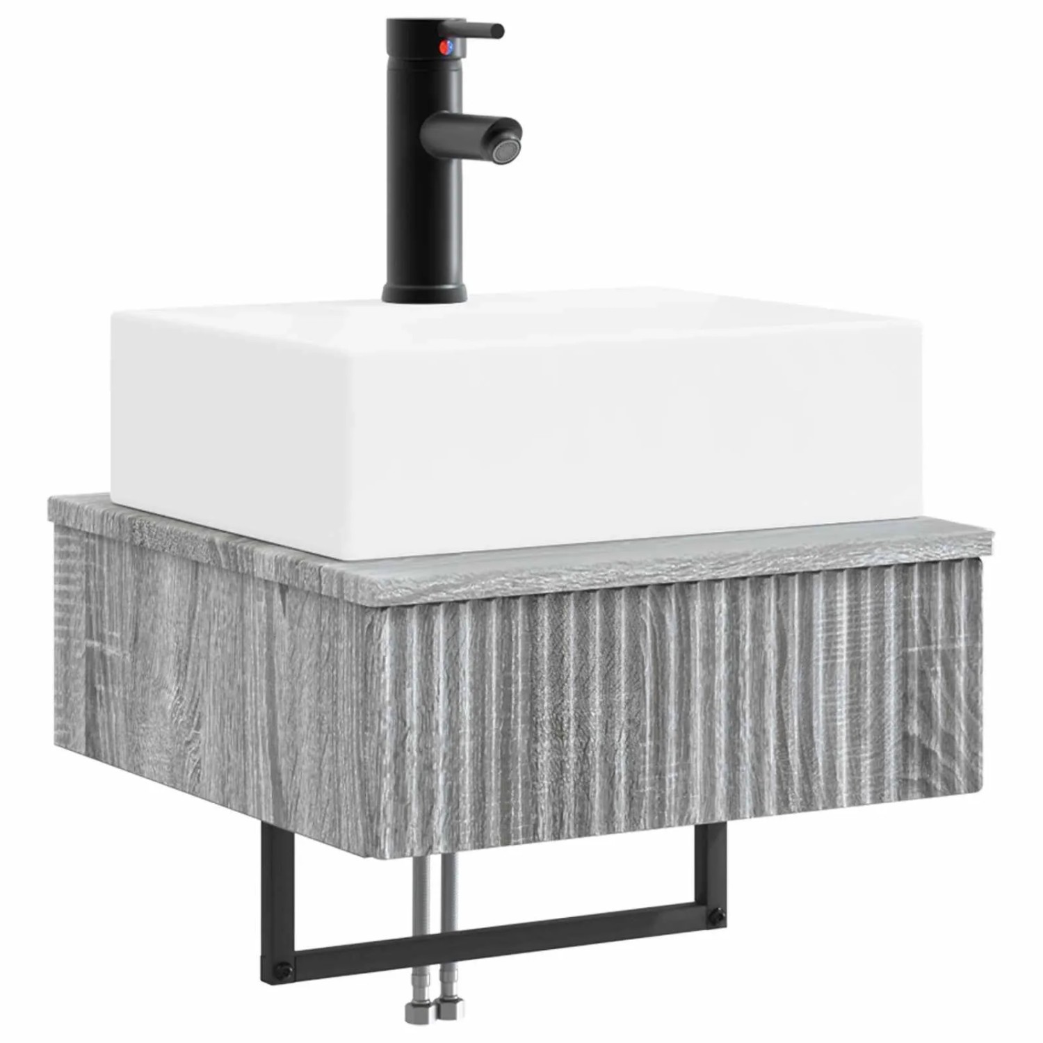 vidaXL Wandmontiertes Waschbecken Grau Sonoma 40 x 41 x 39 cm 890204