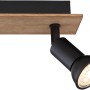 Globo Strahler Drew, 2-flammig, dunkelbraunes Holz, schwarzes Metall. Moderner Spot für GU10 Leuchtmittel.