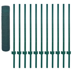 vidaXL Maschendrahtzaun mit Pfosten Stahl 25 x 0,75 m Grün 144609