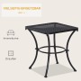 Schwarzer Outsunny Gartentisch mit Mesh-Tischplatte, pflegeleicht und ideal für Balkon und Terrasse.