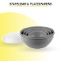 ProHome Vorratsdosen 4er Set, rund, grau, platzsparend stapelbar mit Deckel.