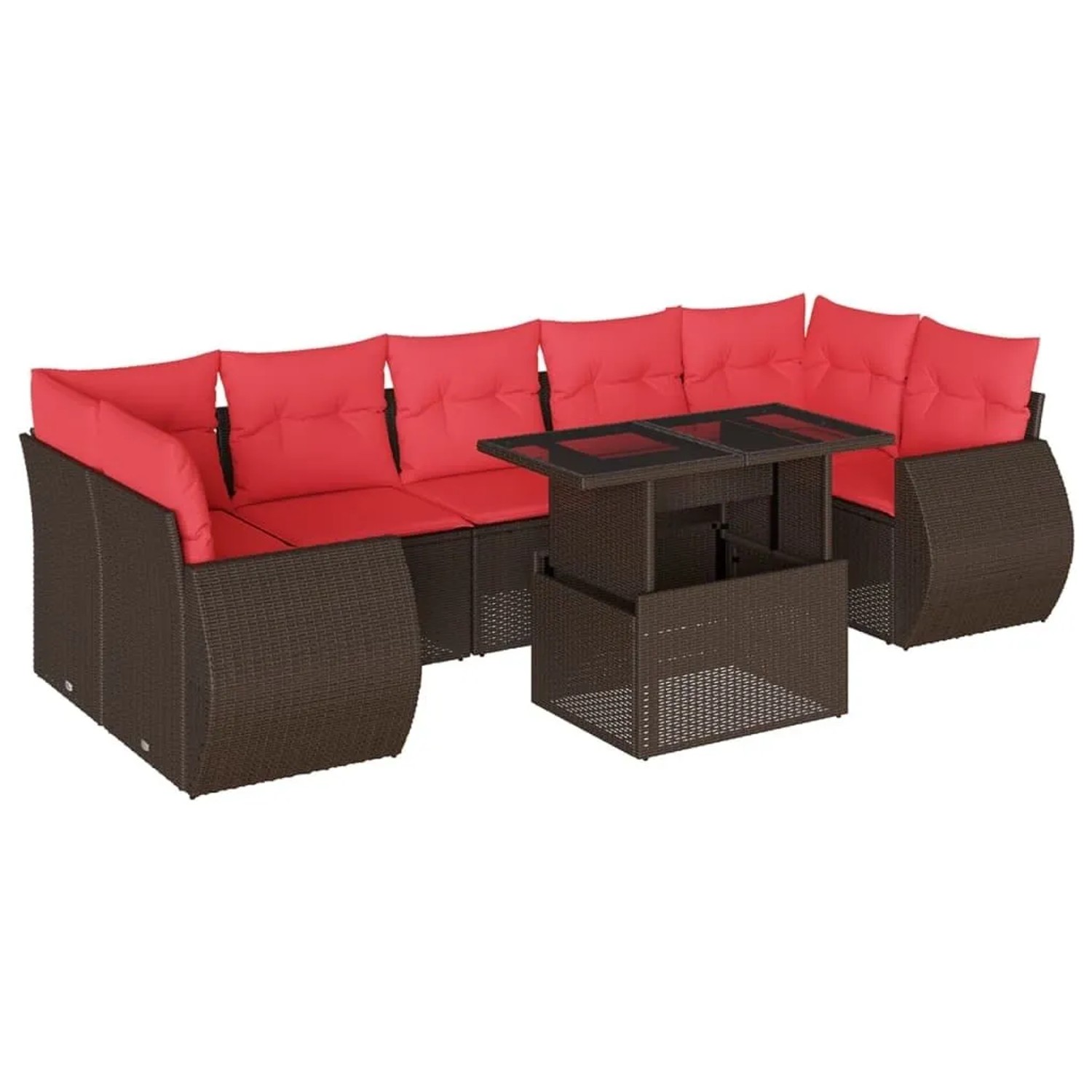 vidaXL 8-Tlg Gartensofa-Set mit Kissen Braun Polyrattan 3268414 günstig online kaufen