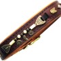 Braunes Heim Hundehalsband Buffalo, 25mm breit, 65cm lang, mit Ziernieten und Anhängern.