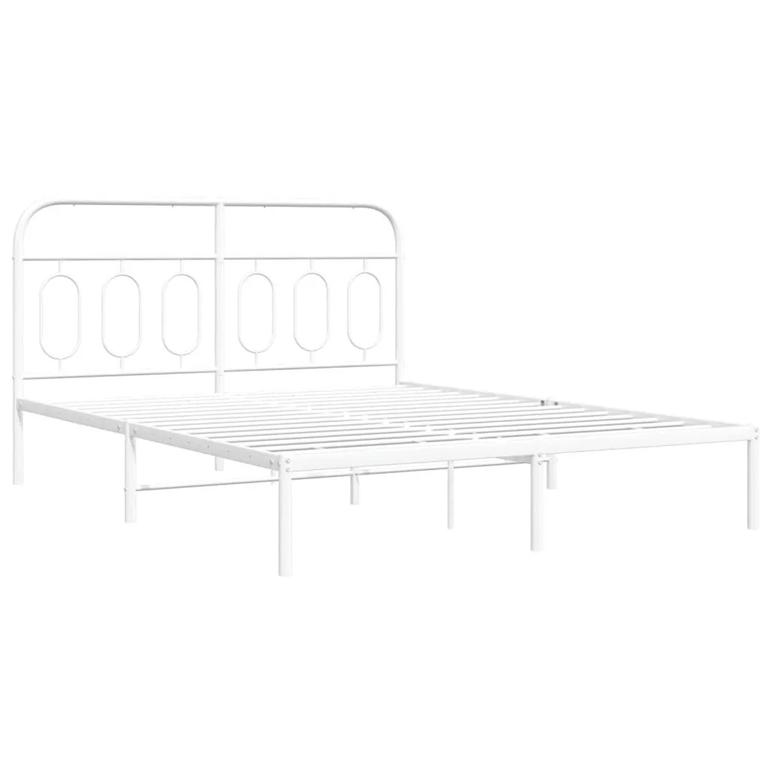 vidaXL Bettgestell mit Kopfteil Metall Weiß 150x200 cm 377168 günstig online kaufen