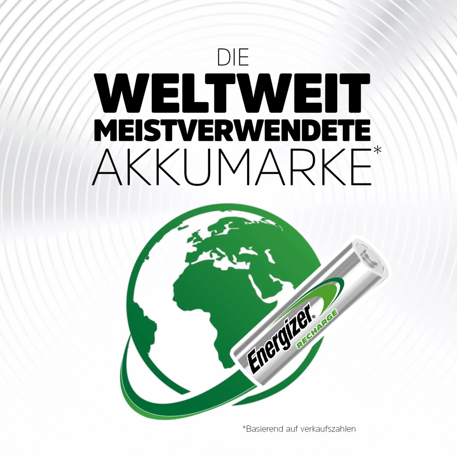 Energizer Power Plus AAA Akku, 4er Pack, vor dem Hintergrund einer Weltkugel.
