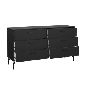 Schwarze ebuy24 Dana Kommode mit 6 Schubladen im modernen, matten Design.