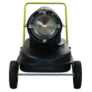 TroniTechnik Diesel Heizkanone 30kW mit Rädern und Tragegriff, Frontansicht.