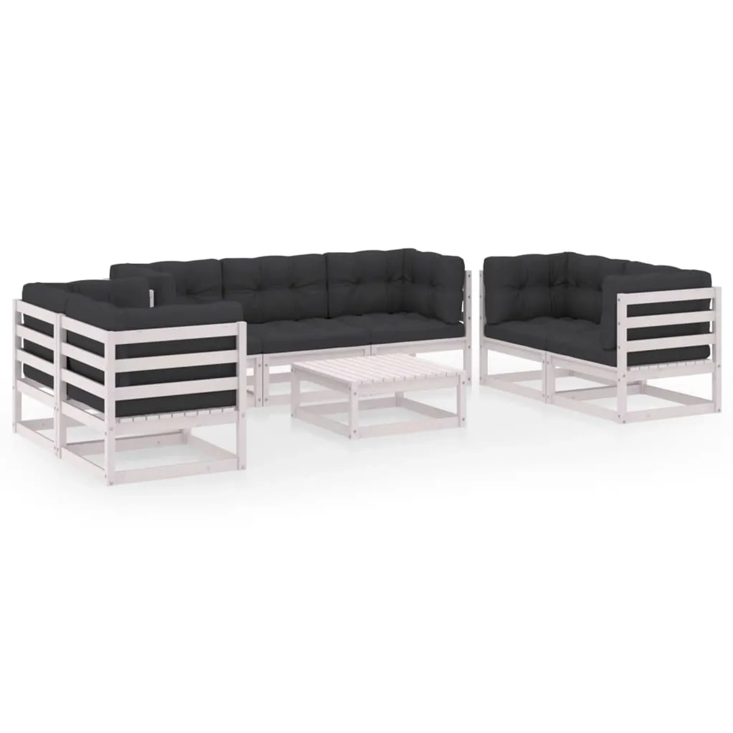 vidaXL 8-Tlg Garten-Lounge-Set mit Kissen Kiefer Massivholz 3076505