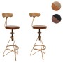 2er-Set MCW Barhocker N18, braunes Holz, goldenes Metallgestell, höhenverstellbar.